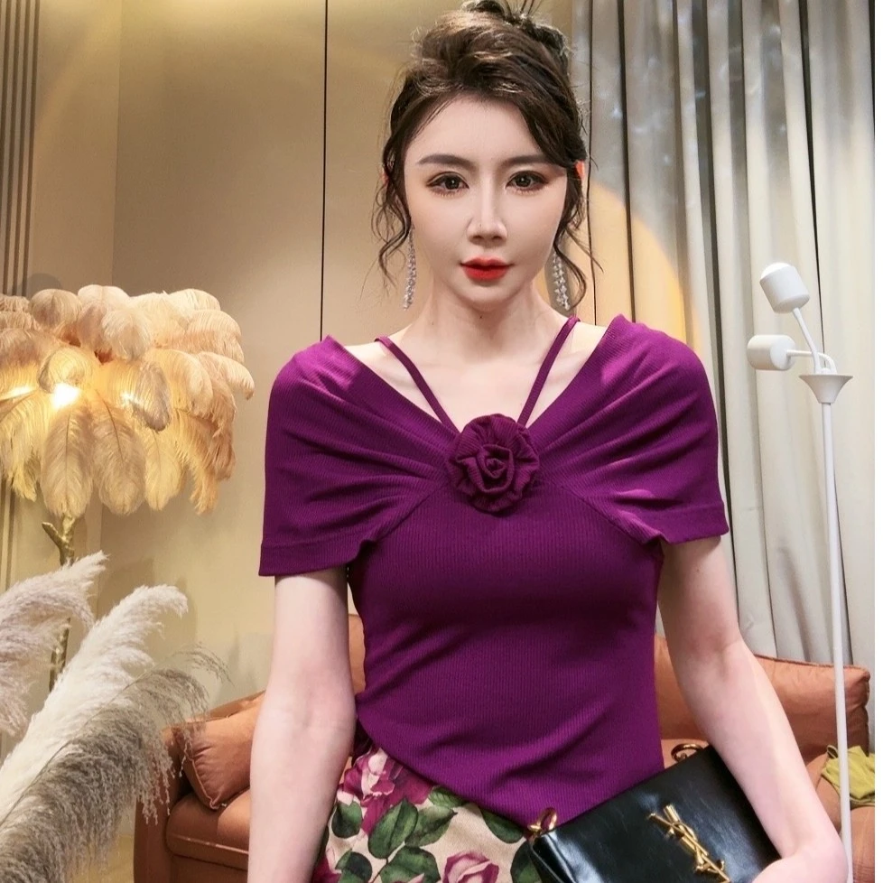 【美美专享】21118设计感蝴蝶百搭短袖上衣