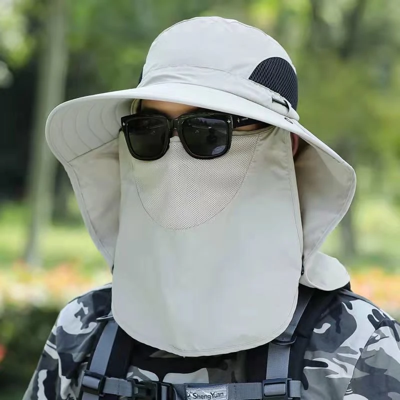 户外夏季帽子男女防晒帽钓鱼帽渔夫帽遮阳遮阳帽透气防水太阳帽