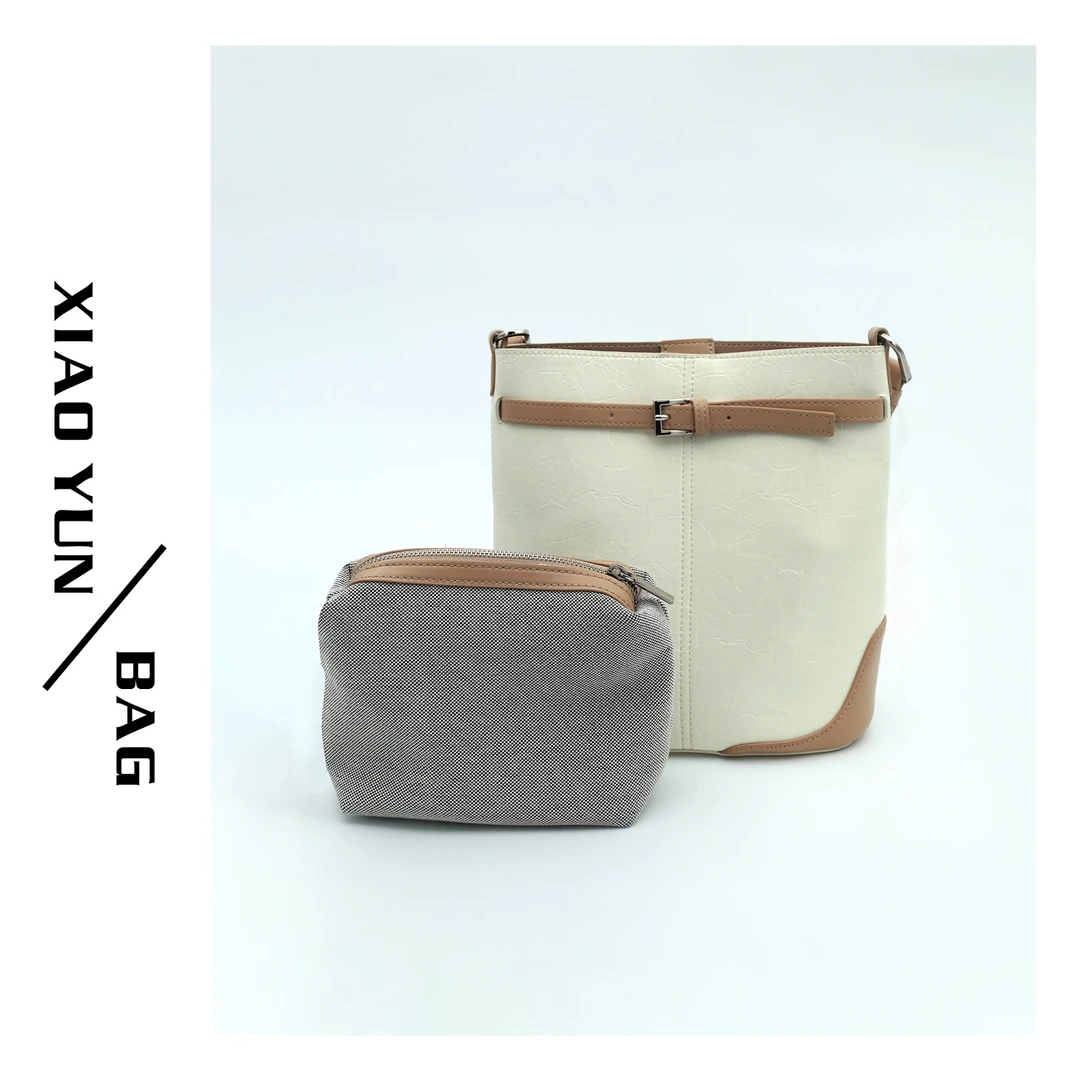 白色时尚休闲托特包大号水桶包单肩肩包TH466米白8186