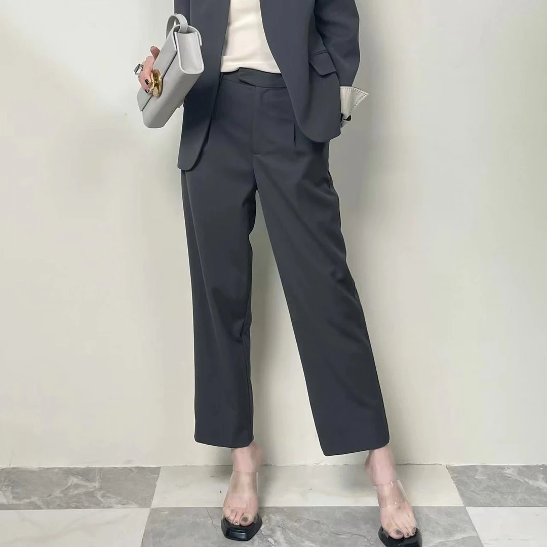 2024春秋新款设计师休闲九分直筒简约休闲裤气质百搭轻奢裤女