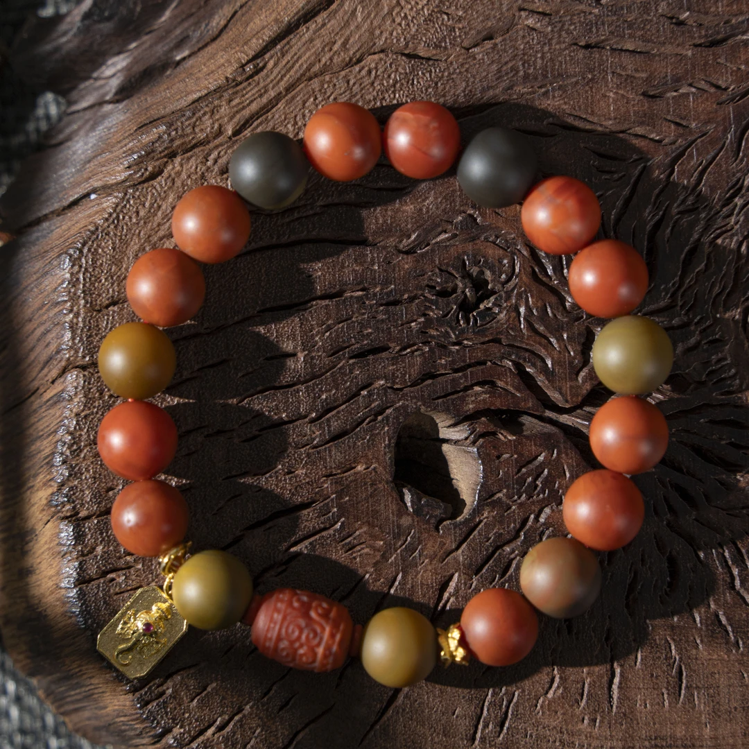 原创设计10mm天然包浆南红diy单圈百搭手串/HS971030488（多样式）