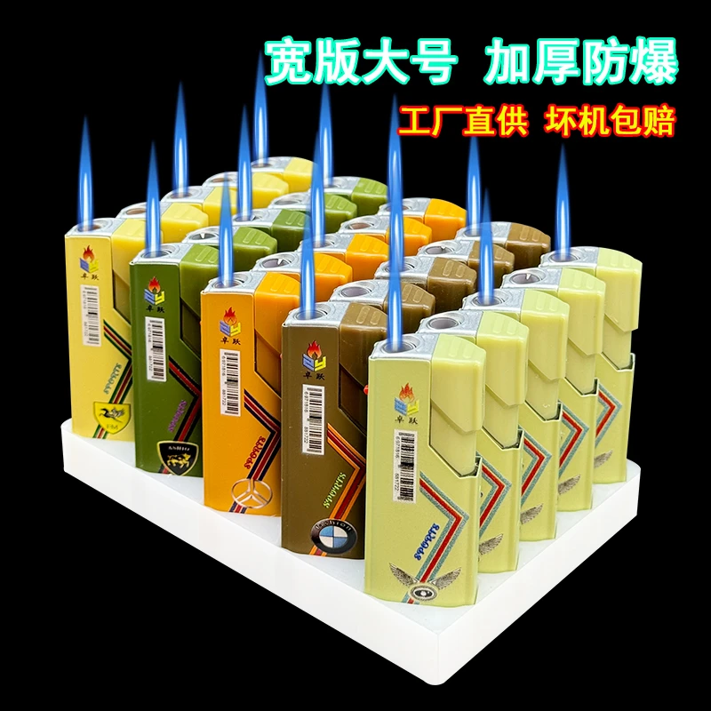 新款创意斜打金属防风打火机充气直冲防爆批发商超专用厂家直发