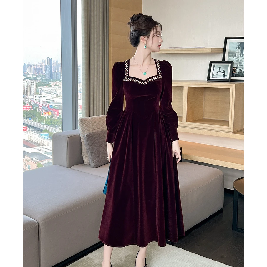 秋冬新款国内设计师轻奢时尚高级感收腰显瘦连衣裙80306