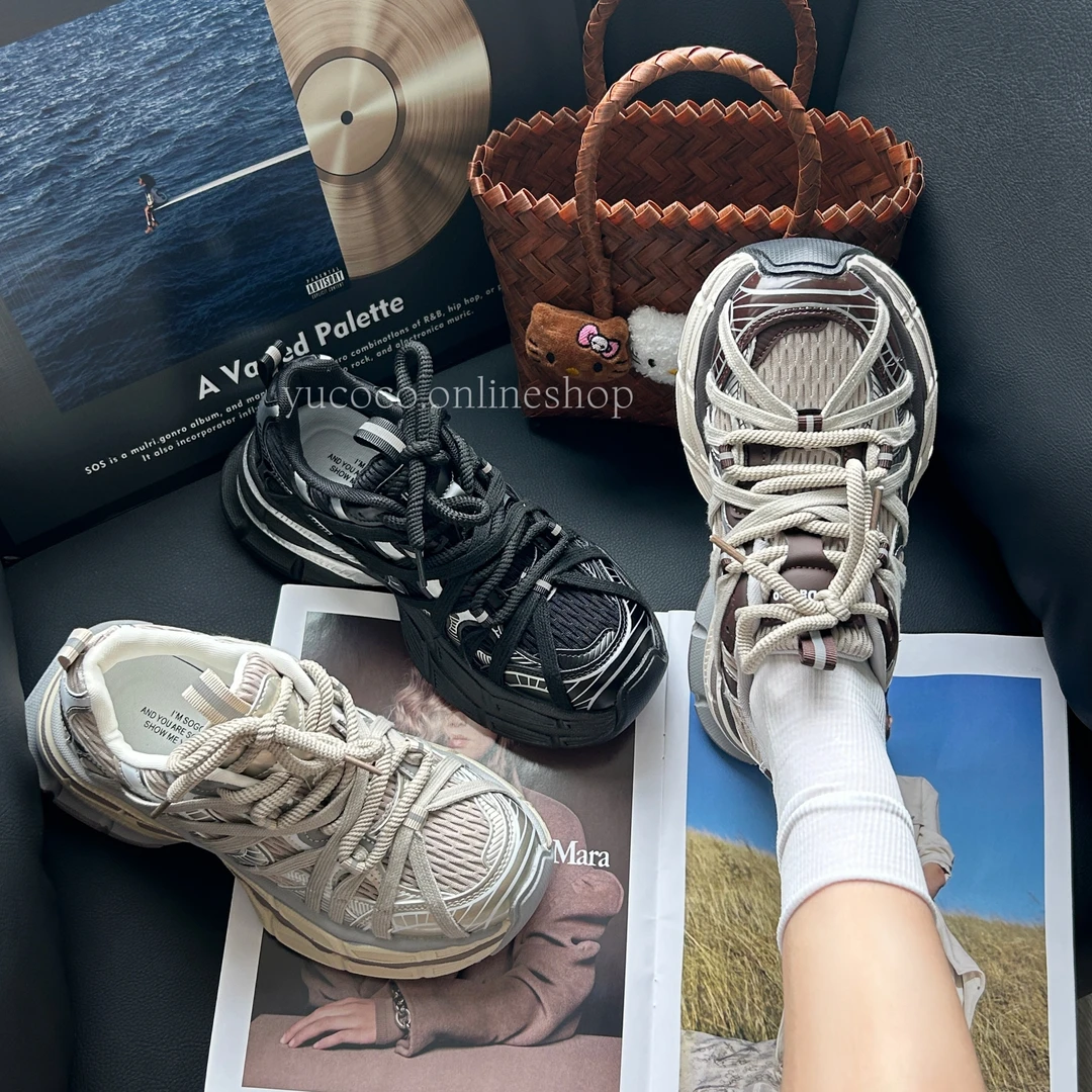 【23姑娘】蜘蛛3.0版~手工涂漆厚底老爹鞋25新款网面欧若风休闲运动