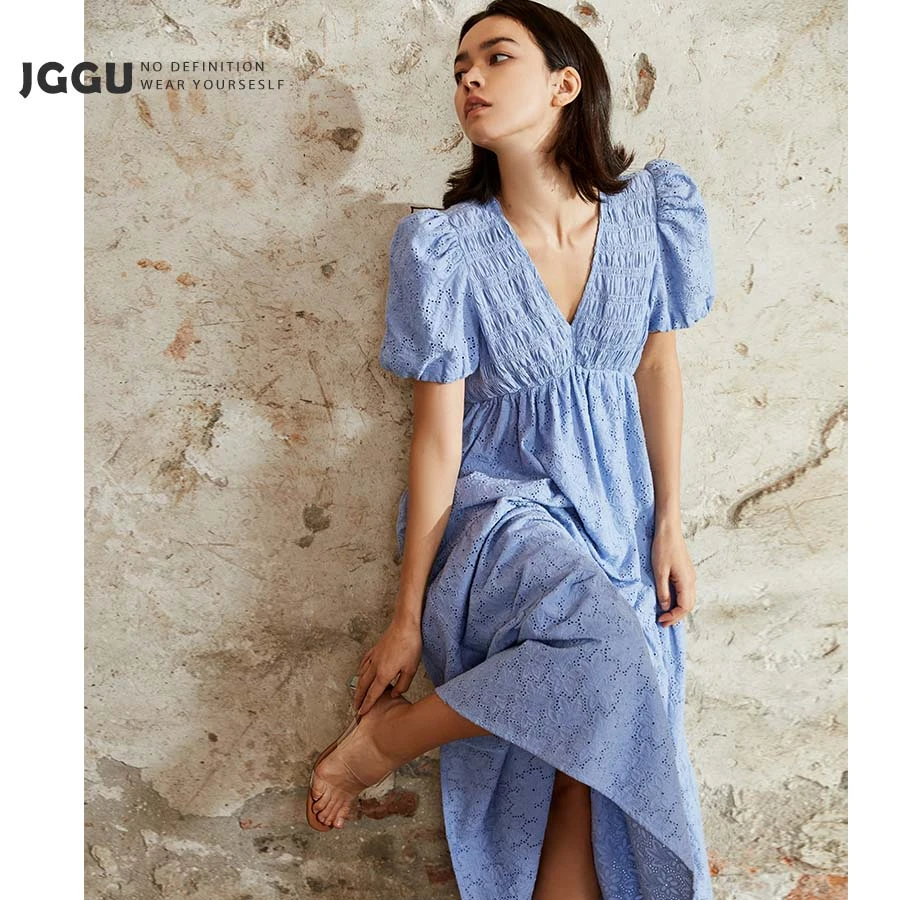 晶咕黑标/法式收腰高级感三色刺X蕾丝裙长裙连衣裙夏季气质