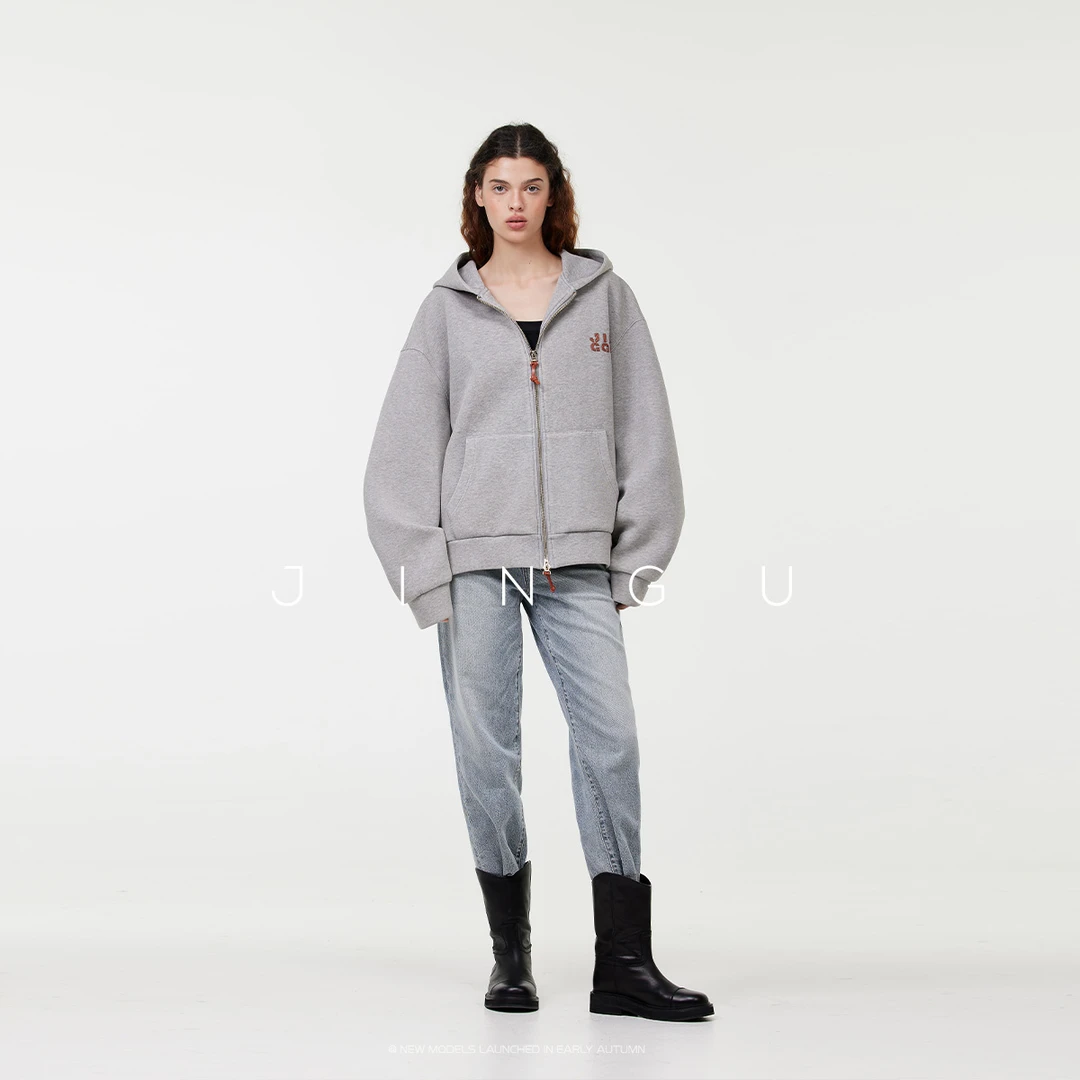 黑标高克重复合空气层定制立体刺绣连帽卫衣外套JG12240114