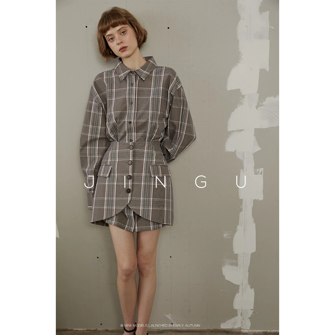 JGGU晶咕黑标100%精梳高支全棉色织工艺重工立裁假两件JG11230218