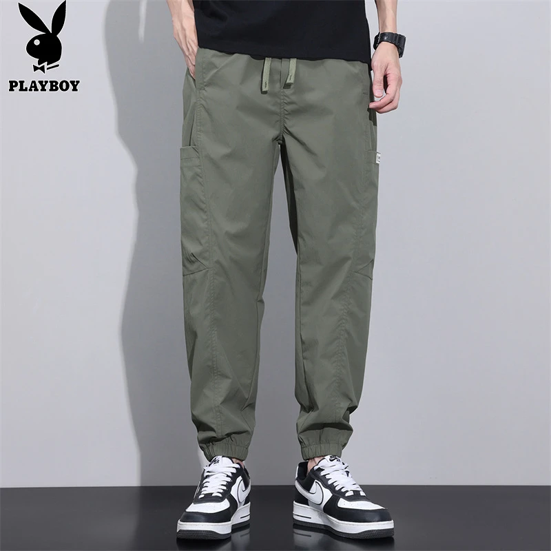 花花公子秋季舒适工装裤男士时尚束脚裤宽松青年休闲百搭运动长裤