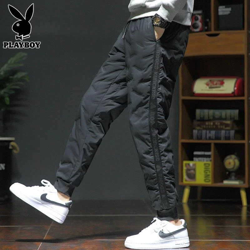 花花公子束脚羽绒裤男士外穿冬季加厚棉裤2025年新款保暖长裤子男
