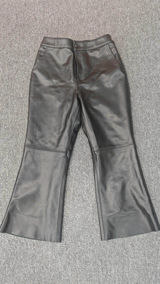 春秋新款真皮皮裤女时尚百搭修身显瘦净版绵羊皮微喇裤九分裤