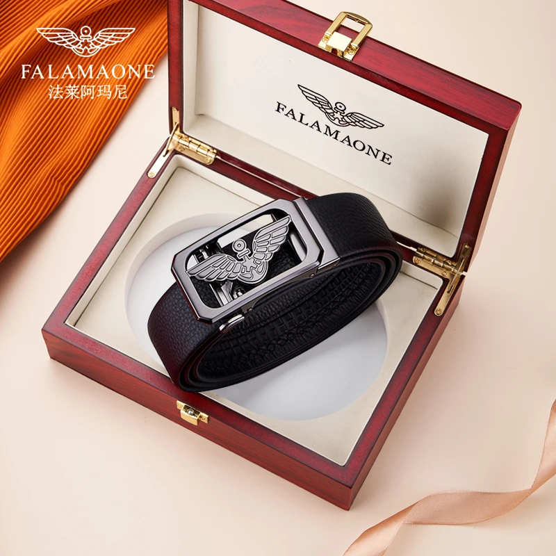 法莱阿玛尼男士皮带真皮2024新款奢侈品纯牛皮腰带男自动扣送礼