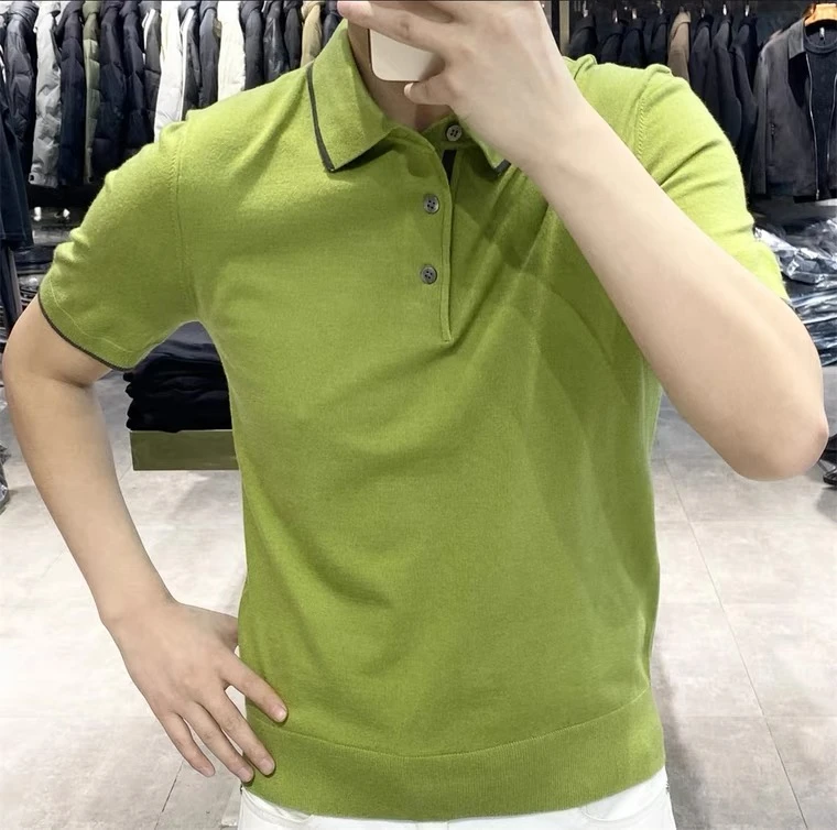 男士春夏新款网红时尚翻领针织衫ins潮流帅气韩版修身男短袖POLO