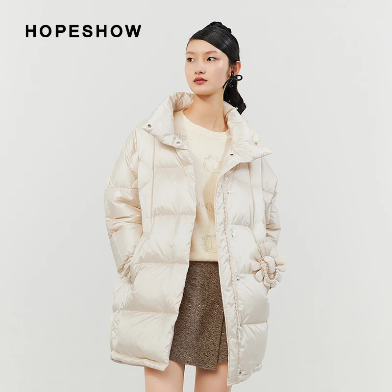 红袖女装2023新款 冬季保暖休闲宽松长款羽绒服 89121370901