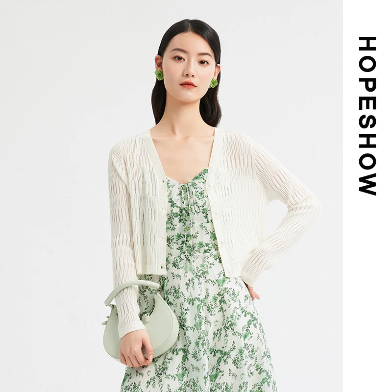 HOPESHOW红袖 气质透气开衫 89424170101