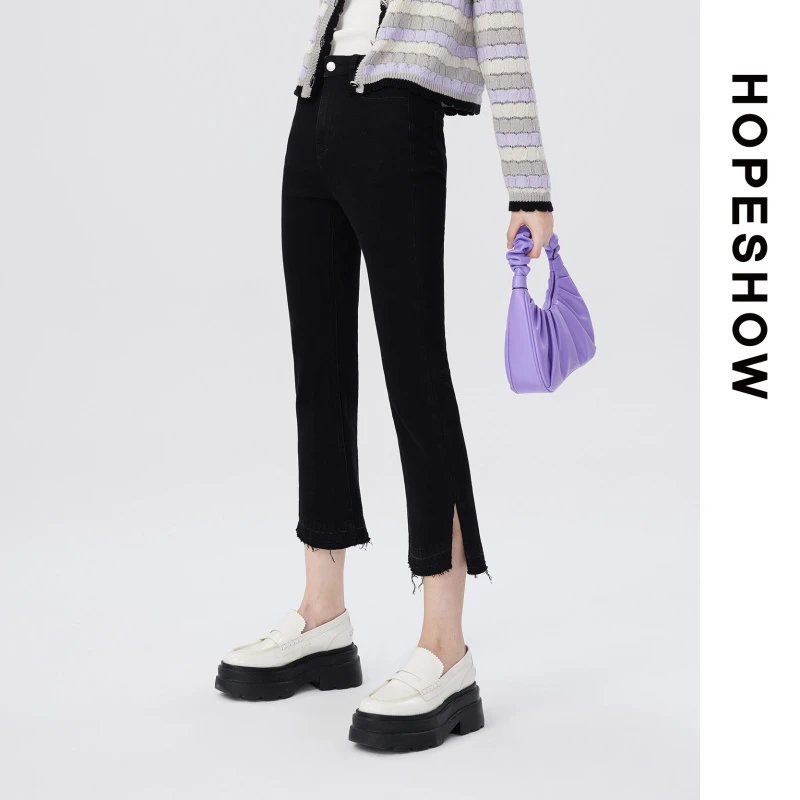 【达人专属】HOPESHOW红袖 牛仔喇叭裤 89223261302