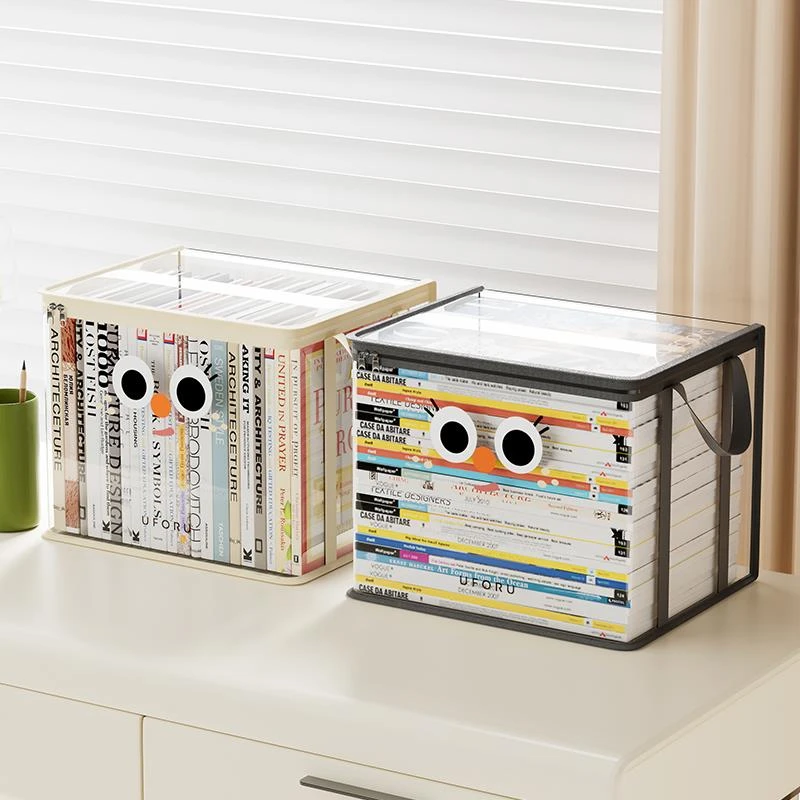 书本收纳箱装书籍神器学生教室用放书本收纳袋子透明可折叠-XQ
