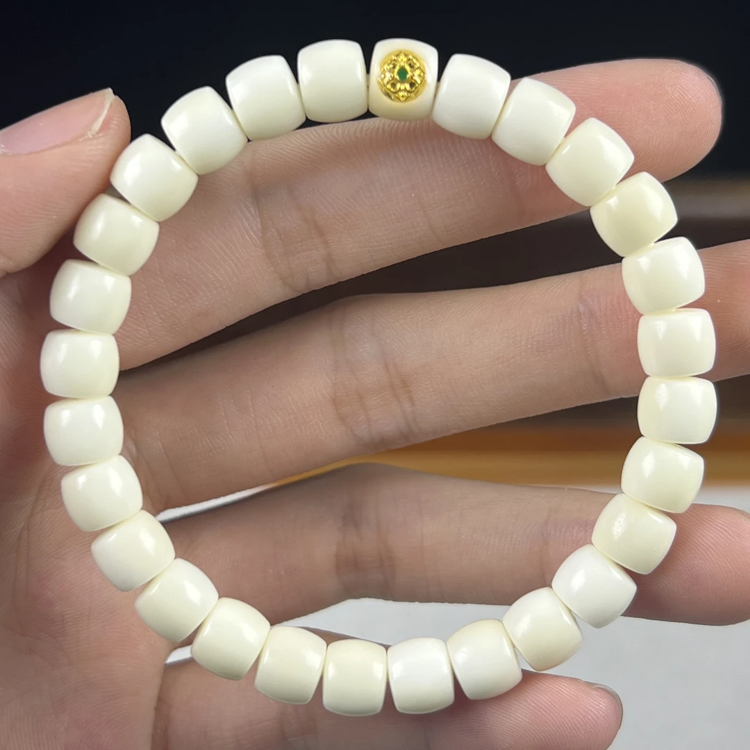 原生态白玉菩提（非菩提根）直切精工倒角归圆单圈手串