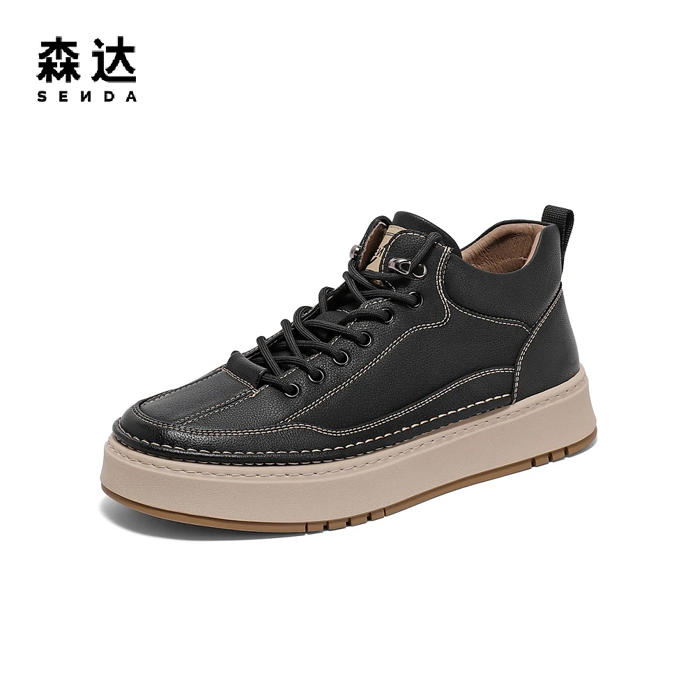 森达潮流板鞋男2023冬新商场同款时尚运动风厚底休闲鞋1LB01DM3