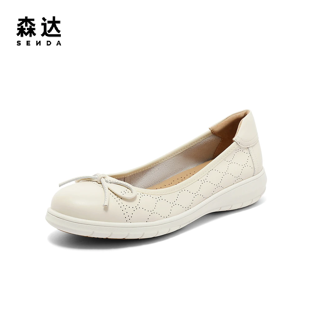 Senda/森达时尚小皮鞋女秋新商场同款舒适平底浅口单鞋SRJ01CQ3