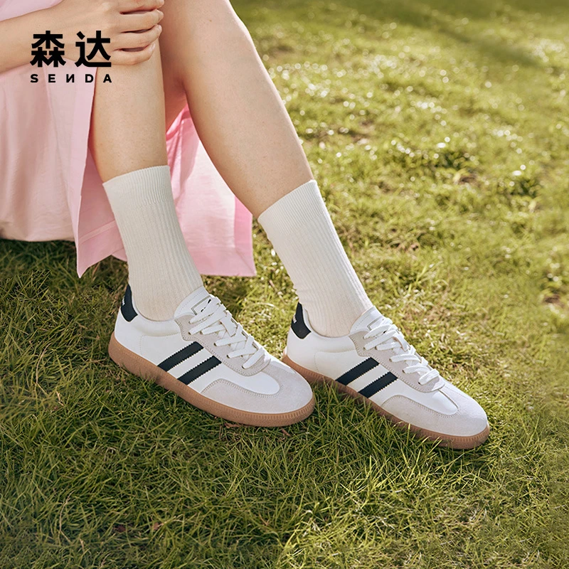 Senda/森达复古德训鞋女秋季新潮流拼接舒适运动休闲板鞋ZTC01CM3