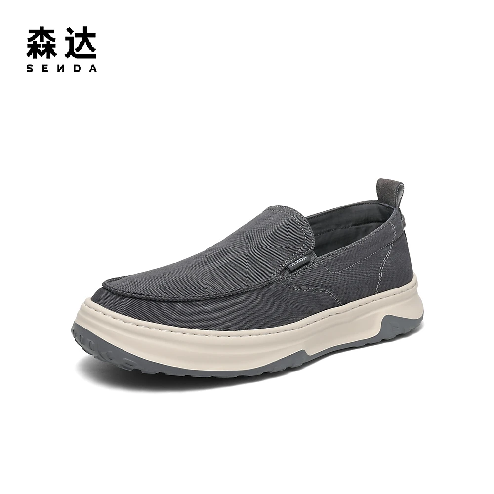 森达简约布鞋男夏季新款轻便舒适行走平底软底休闲鞋ZY201BM3