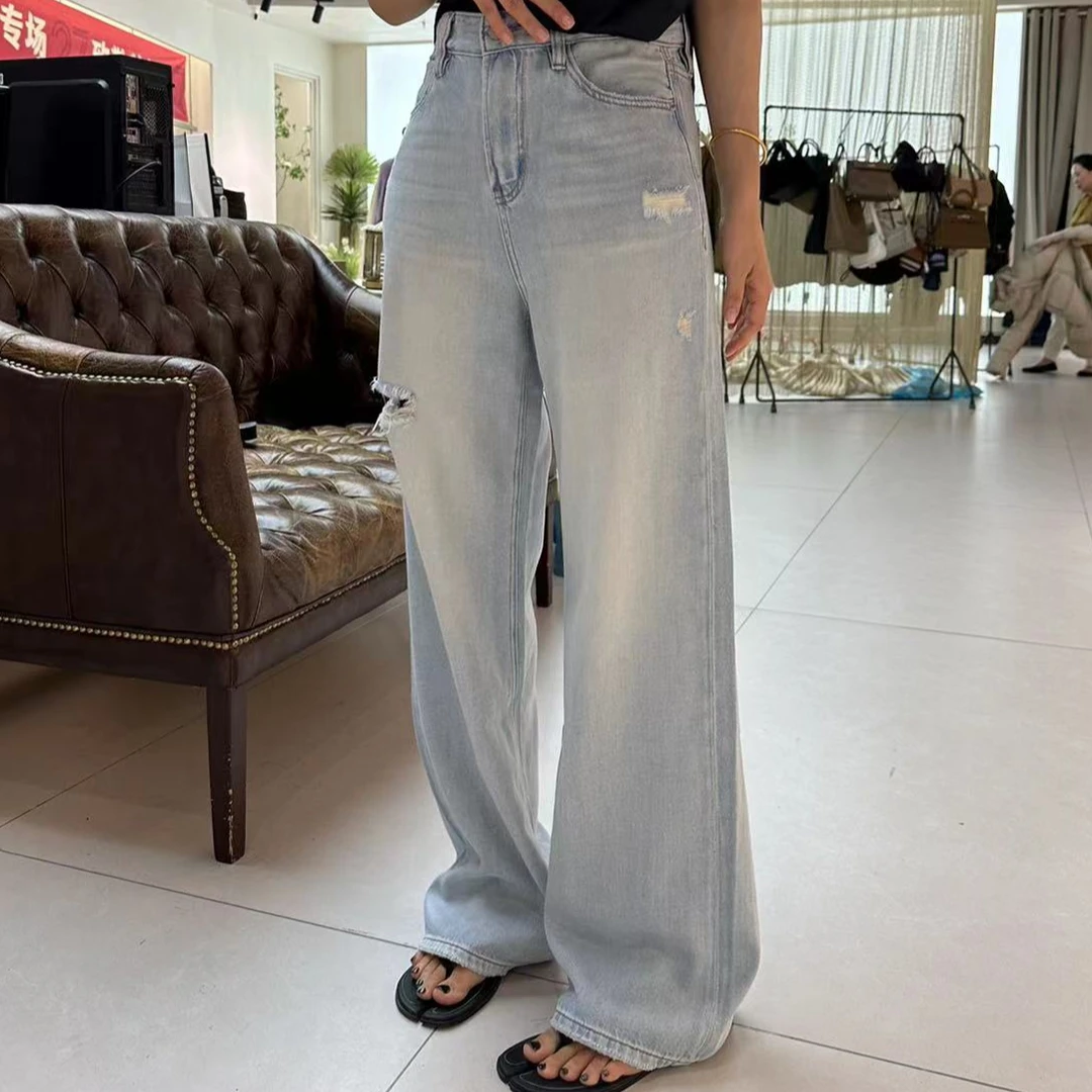 HALUNGLE/海伦格丽  KZ611  时尚百搭显瘦牛仔直筒裤