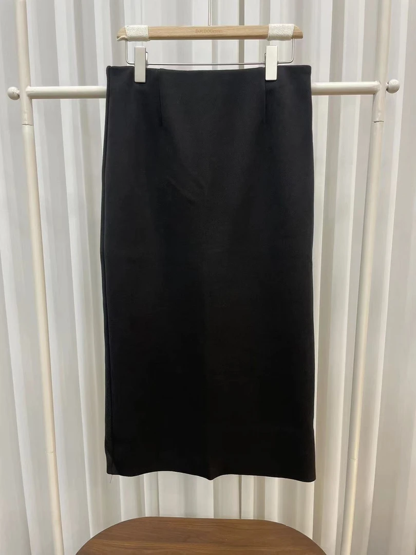 HALUNGLE/海伦格丽   Z9361   黑色女士简约百搭德绒半裙