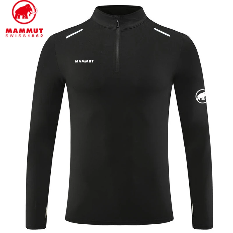 Mammut/猛犸象新款男士休闲户外立领半拉链长袖T恤速干透气运动衫