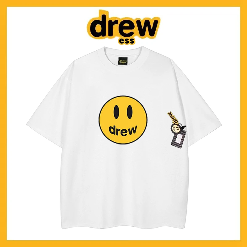【官方正品】drewess笑脸T恤男百搭情侣宽松印花drew白T恤drew短袖
