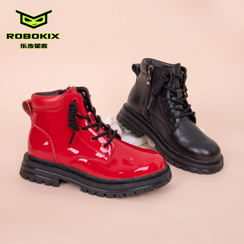 ROBOKIX新款儿童皮靴柔软头层牛皮蝴蝶结公主鞋女童靴子鞋好打理