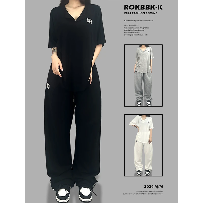 ROKBBK-K/布韩街舞潮牌爵士舞jazz跳舞长裤女慵懒运动hiphop套装