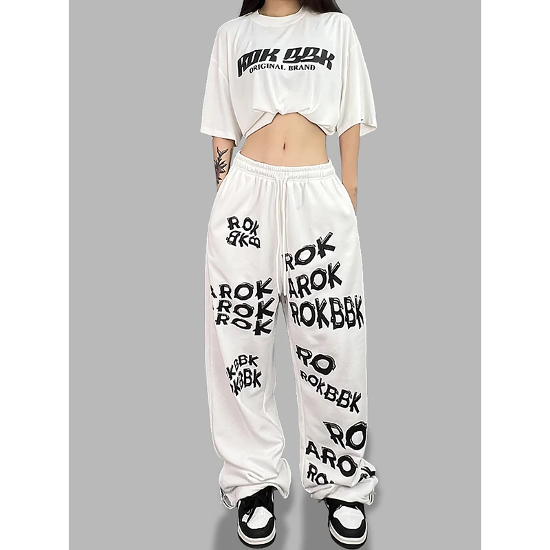 ROKBBK-K/布韩街舞潮牌字母运动跳舞jazz长裤女爵士hiphop套装潮