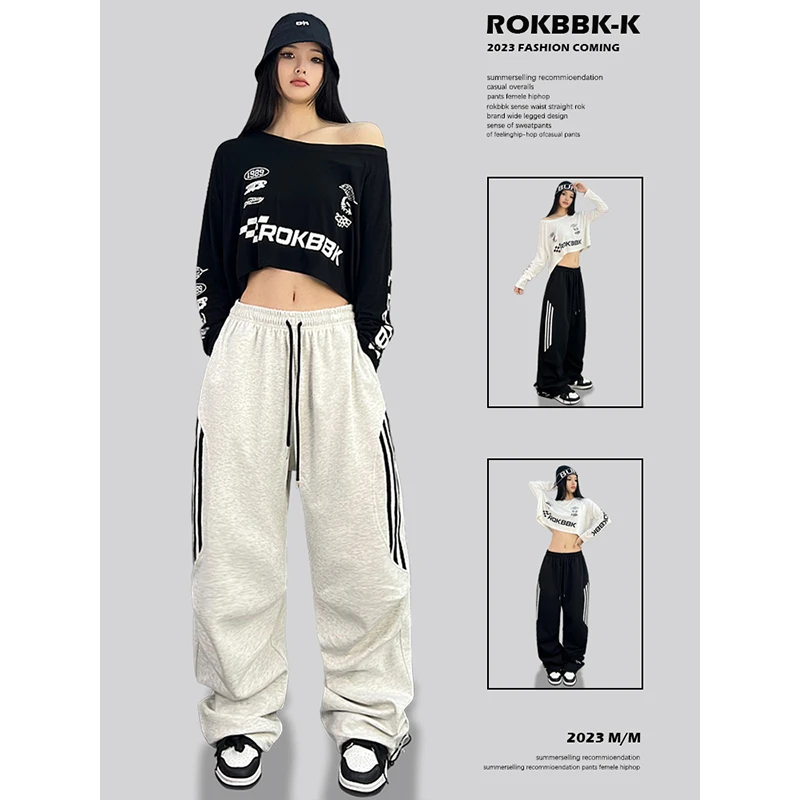 ROKBBK-K/布韩街舞潮牌美式嘻哈休闲hiphop长裤个性宽松运动裤女