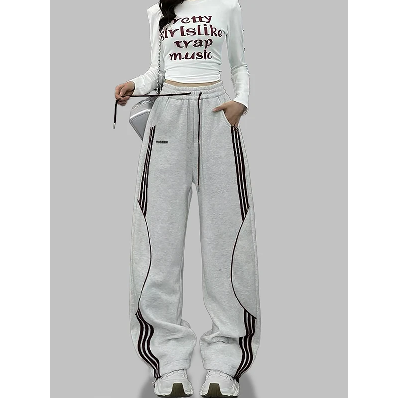 ROKBBK-K/布韩街舞潮牌杠条爵士jazz跳舞卫裤女hiphop运动长裤潮