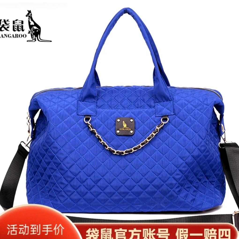 【袋鼠正品】包包2023新款女包大容量百搭菱格旅行包出差妈咪包