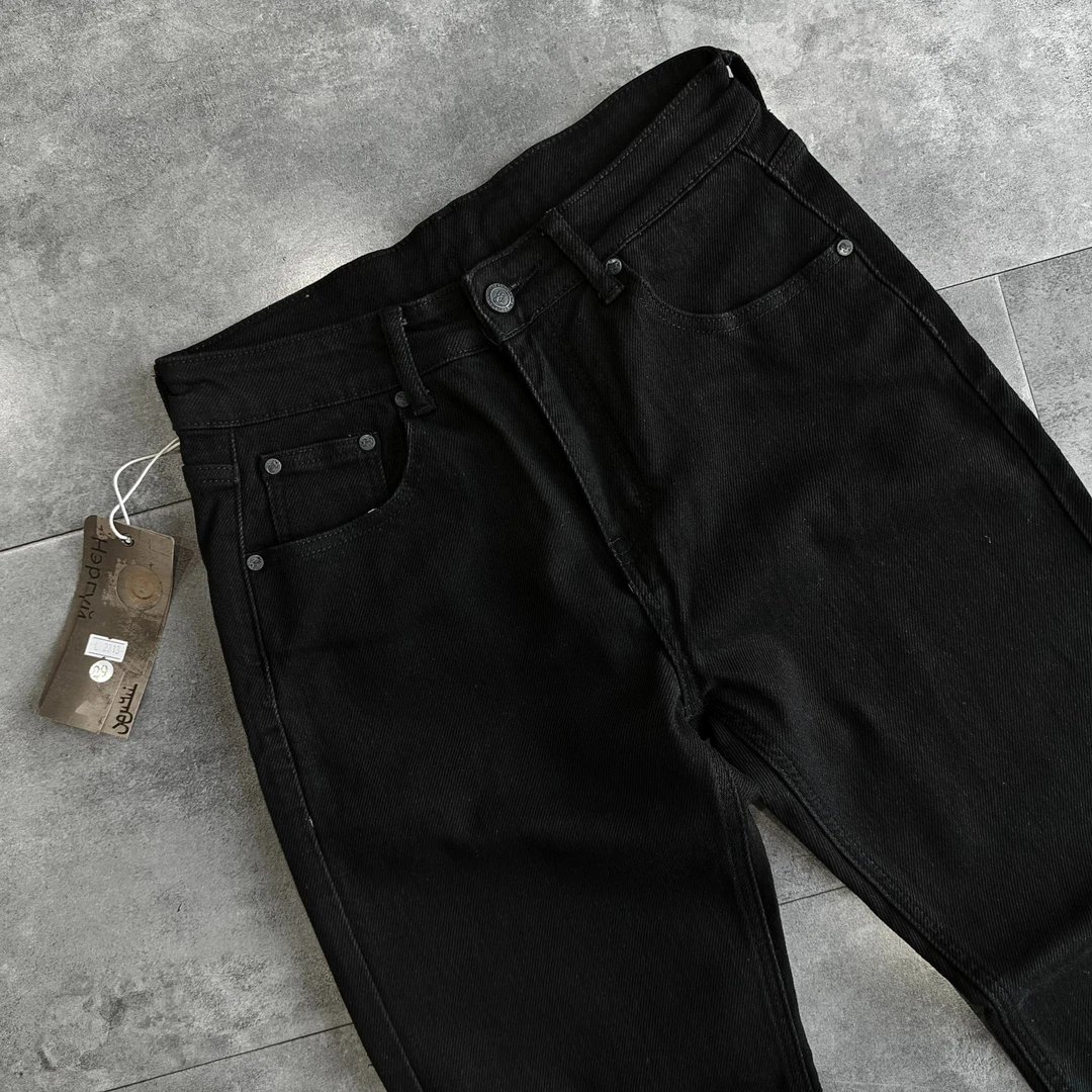 讷日古2313百搭时尚潮流牛仔裤水洗黑色青春活力弹力牛仔