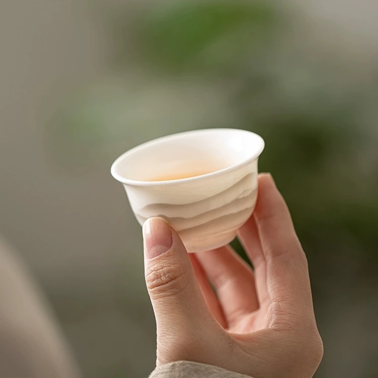 德化羊脂玉白瓷茶具套装轻奢高档2024新款个人专用精致办公茶杯