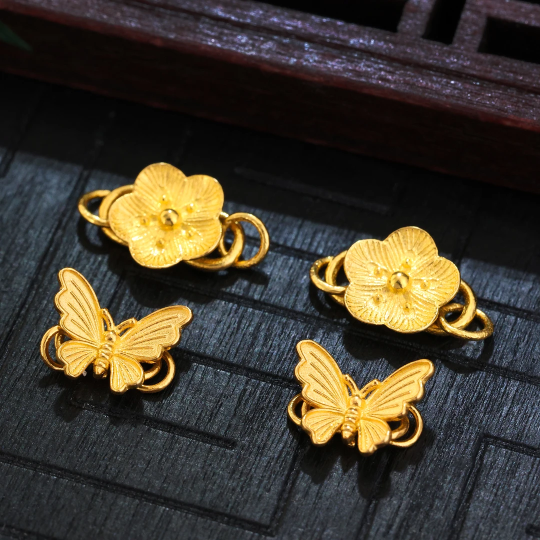 【金豆工厂】18K金S扣万能扣蝶恋花蝴蝶扣手链扣项链扣尾扣连接扣 D