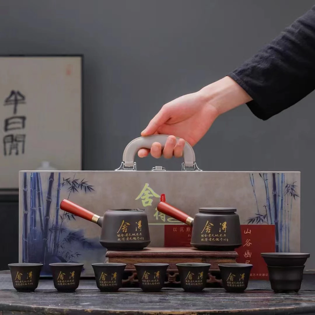 紫砂侧把壶功夫茶具套装家用陶瓷轻奢中式泡茶壶办公室简约A223