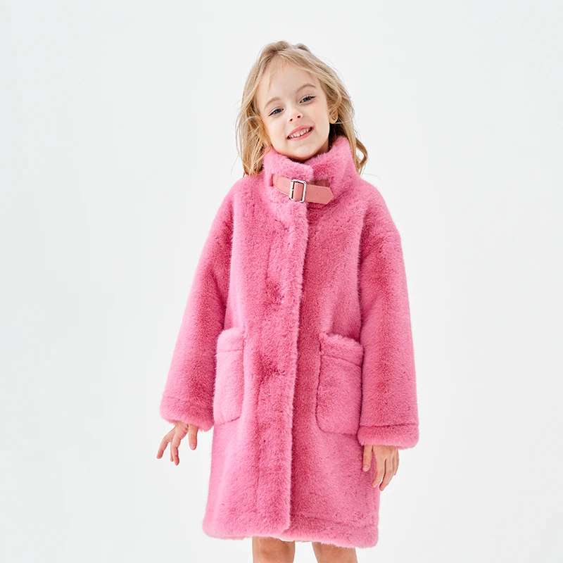 网红儿童毛毛中长款女童棉衣秋冬加厚大衣洋气棉服外套保暖棉服