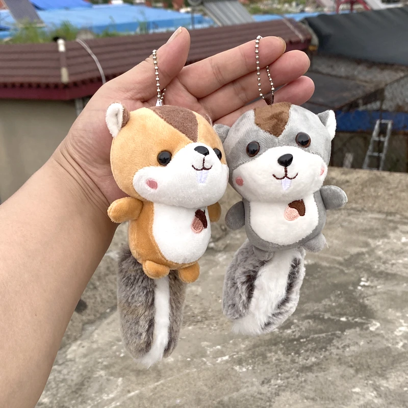 可爱松鼠毛绒挂件创意坚果松鼠毛绒精品挂饰钥匙扣批发松鼠挂件