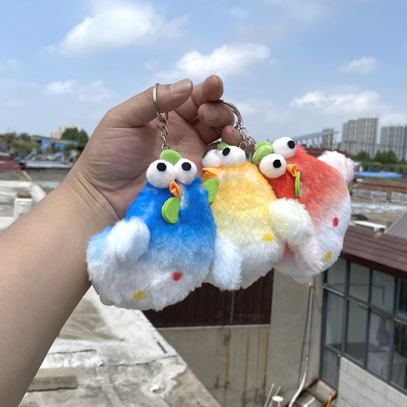 炫彩泡泡鸡公仔挂件恶搞沙雕泡泡鸡欧4寸毛绒玩具娃娃爪机娃娃