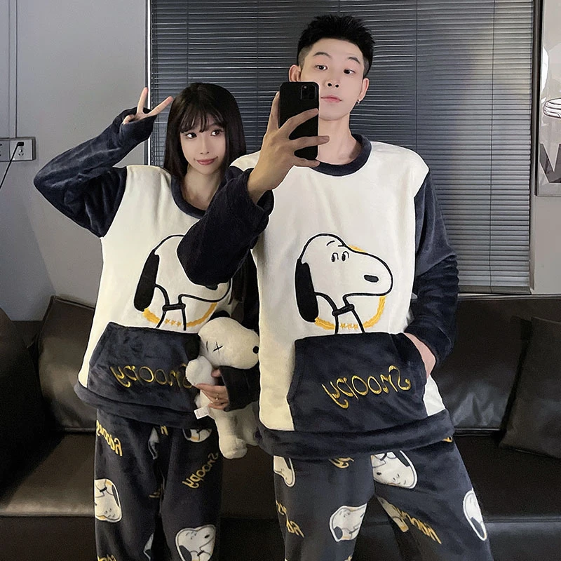 秋冬季情侣睡衣女珊瑚绒2025年新款加厚加绒男士法兰绒家居服套装