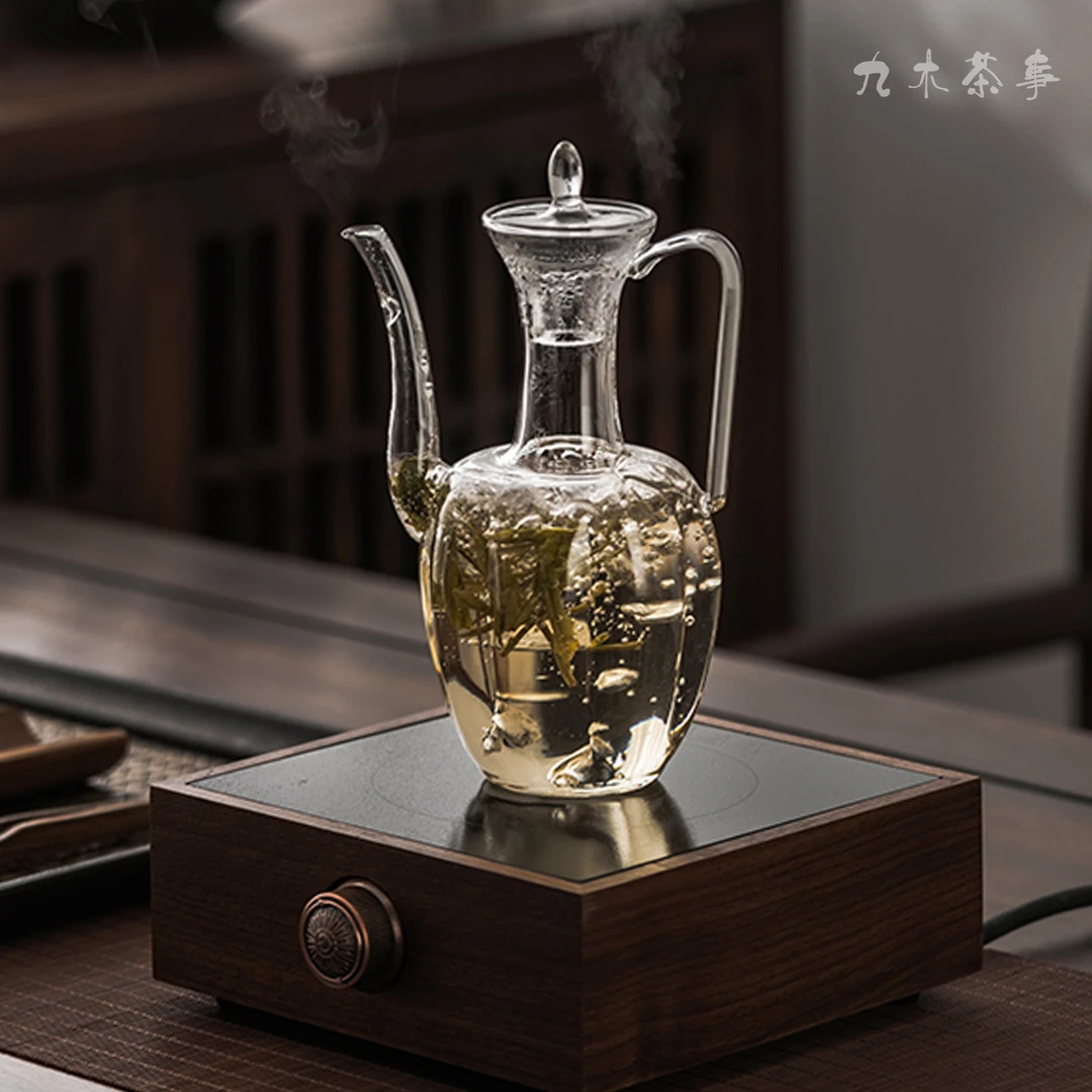 九木丨仿宋贵妃壶手执壶耐热玻璃小青柑煮茶壶复古绿茶花茶泡茶壶