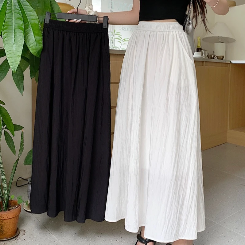 2025春季新款胖mm大码时尚百搭气质垂感A字高腰显瘦长裙半身裙潮