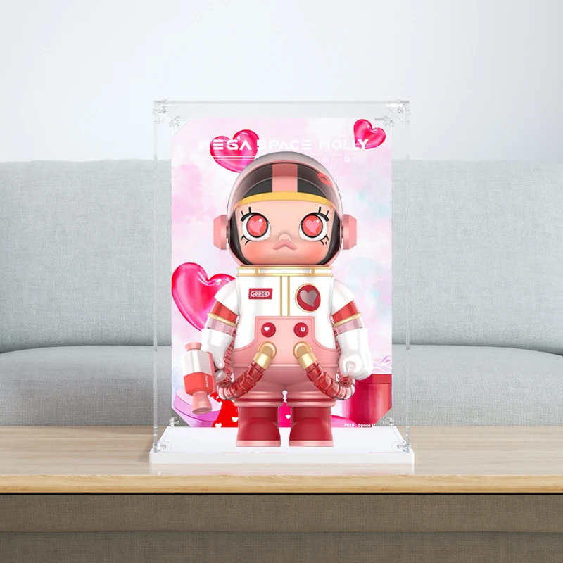 旻悦POPMART泡泡玛特SPACE MOLLY心动400%1000%亚克力防尘盒P519