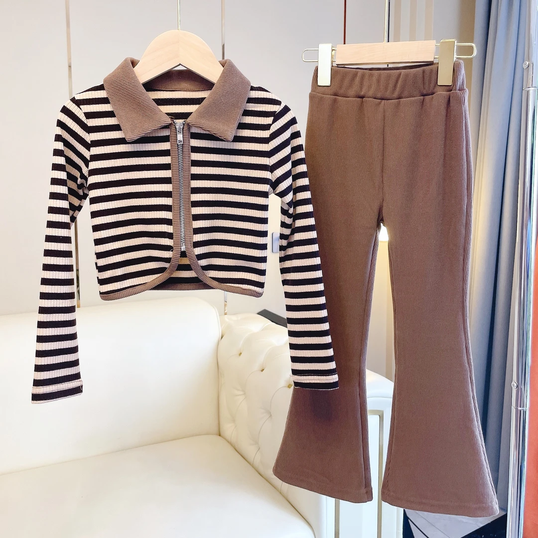 【小米粒】女童条纹喇叭裤套装