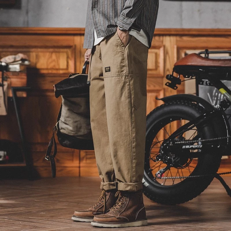 美式复古重磅工装裤男士春秋季潮牌直筒宽松休闲裤大码锥形裤子男