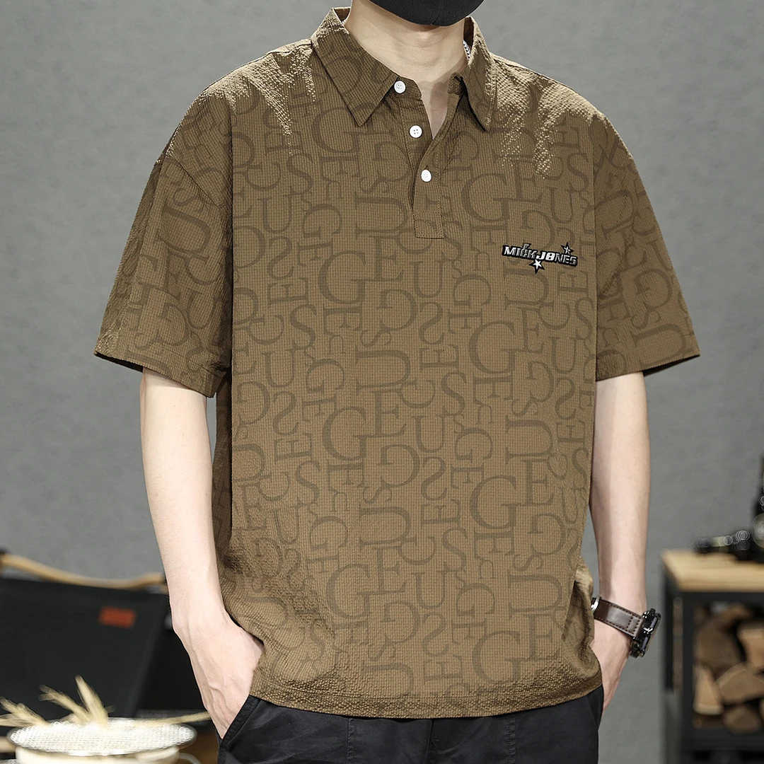 美式polo衫男短袖t恤男士夏季宽松大码潮牌2026新款半袖冰丝体恤T