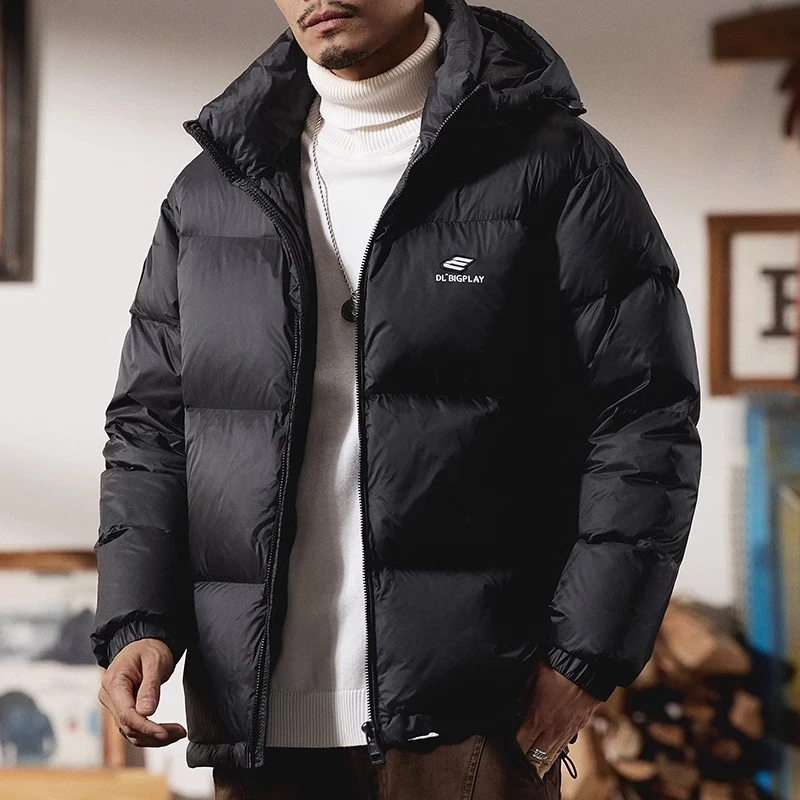 美式高蓬松灰鸭绒羽绒服男冬季高充绒加厚保暖户外面包服休闲外套